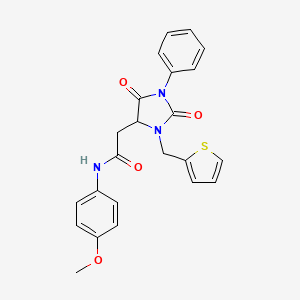 molecular formula C23H21N3O4S B11426940 2-[2,5-dioxo-1-phenyl-3-(thiophen-2-ylmethyl)imidazolidin-4-yl]-N-(4-methoxyphenyl)acetamide 