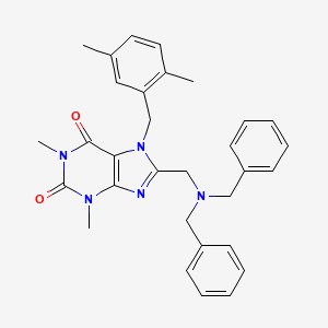 molecular formula C31H33N5O2 B11426947 8-[(dibenzylamino)methyl]-7-(2,5-dimethylbenzyl)-1,3-dimethyl-3,7-dihydro-1H-purine-2,6-dione 