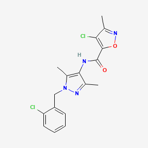 molecular formula C17H16Cl2N4O2 B11426954 4-chloro-N-[1-(2-chlorobenzyl)-3,5-dimethyl-1H-pyrazol-4-yl]-3-methyl-1,2-oxazole-5-carboxamide 