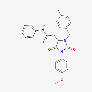 molecular formula C26H25N3O4 B11426955 2-[1-(4-methoxyphenyl)-3-[(4-methylphenyl)methyl]-2,5-dioxoimidazolidin-4-yl]-N-phenylacetamide 