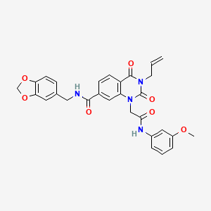 molecular formula C29H26N4O7 B11426964 N-(1,3-benzodioxol-5-ylmethyl)-1-{2-[(3-methoxyphenyl)amino]-2-oxoethyl}-2,4-dioxo-3-(prop-2-en-1-yl)-1,2,3,4-tetrahydroquinazoline-7-carboxamide 