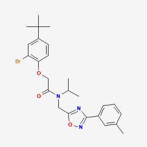 molecular formula C25H30BrN3O3 B11426967 2-(2-bromo-4-tert-butylphenoxy)-N-{[3-(3-methylphenyl)-1,2,4-oxadiazol-5-yl]methyl}-N-(propan-2-yl)acetamide 