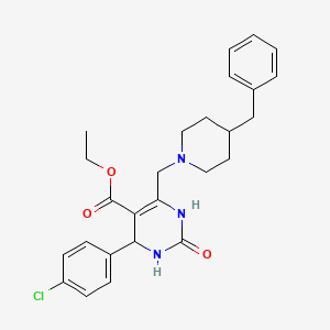 molecular formula C26H30ClN3O3 B11426980 Ethyl 6-[(4-benzylpiperidin-1-yl)methyl]-4-(4-chlorophenyl)-2-oxo-1,2,3,4-tetrahydropyrimidine-5-carboxylate 