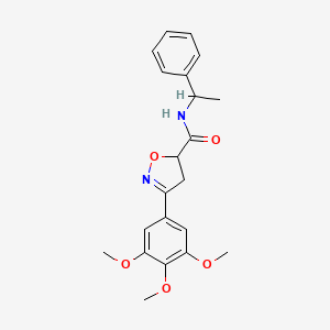 molecular formula C21H24N2O5 B11426994 N-(1-phenylethyl)-3-(3,4,5-trimethoxyphenyl)-4,5-dihydro-1,2-oxazole-5-carboxamide 