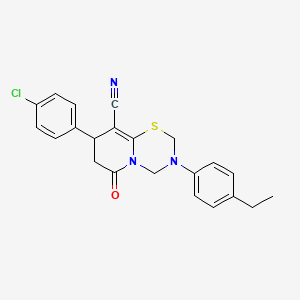 molecular formula C22H20ClN3OS B11427013 8-(4-chlorophenyl)-3-(4-ethylphenyl)-6-oxo-3,4,7,8-tetrahydro-2H,6H-pyrido[2,1-b][1,3,5]thiadiazine-9-carbonitrile 