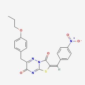 molecular formula C22H18N4O5S B11427060 (2E)-2-(4-nitrobenzylidene)-6-(4-propoxybenzyl)-7H-[1,3]thiazolo[3,2-b][1,2,4]triazine-3,7(2H)-dione 