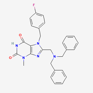 molecular formula C28H26FN5O2 B11427093 8-((dibenzylamino)methyl)-7-(4-fluorobenzyl)-3-methyl-1H-purine-2,6(3H,7H)-dione 