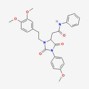 2-[3-[2-(3,4-dimethoxyphenyl)ethyl]-1-(4-methoxyphenyl)-2,5-dioxoimidazolidin-4-yl]-N-phenylacetamide