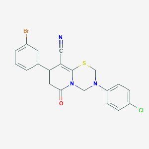 8-(3-bromophenyl)-3-(4-chlorophenyl)-6-oxo-3,4,7,8-tetrahydro-2H,6H-pyrido[2,1-b][1,3,5]thiadiazine-9-carbonitrile