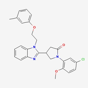 molecular formula C27H26ClN3O3 B11427131 1-(5-chloro-2-methoxyphenyl)-4-{1-[2-(3-methylphenoxy)ethyl]-1H-benzimidazol-2-yl}pyrrolidin-2-one 