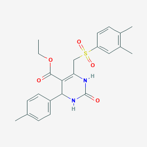 molecular formula C23H26N2O5S B11427133 Ethyl 6-(((3,4-dimethylphenyl)sulfonyl)methyl)-2-oxo-4-(p-tolyl)-1,2,3,4-tetrahydropyrimidine-5-carboxylate 