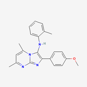 molecular formula C22H22N4O B11427145 2-(4-methoxyphenyl)-5,7-dimethyl-N-(2-methylphenyl)imidazo[1,2-a]pyrimidin-3-amine 