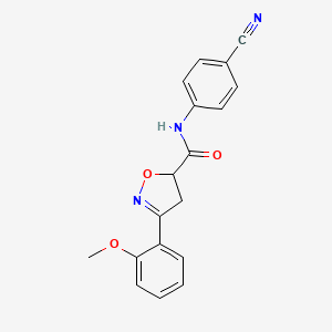 molecular formula C18H15N3O3 B11427155 N-(4-cyanophenyl)-3-(2-methoxyphenyl)-4,5-dihydro-1,2-oxazole-5-carboxamide 