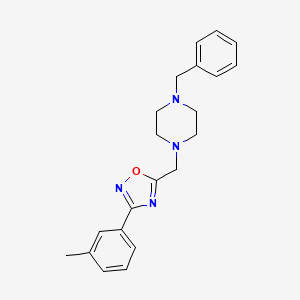 molecular formula C21H24N4O B11427158 1-Benzyl-4-{[3-(3-methylphenyl)-1,2,4-oxadiazol-5-yl]methyl}piperazine 