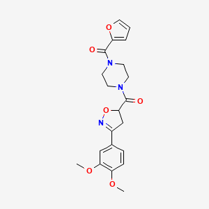 molecular formula C21H23N3O6 B11427176 [3-(3,4-Dimethoxyphenyl)-4,5-dihydro-1,2-oxazol-5-yl][4-(furan-2-ylcarbonyl)piperazin-1-yl]methanone 