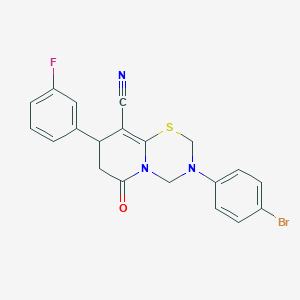 molecular formula C20H15BrFN3OS B11427179 3-(4-bromophenyl)-8-(3-fluorophenyl)-6-oxo-3,4,7,8-tetrahydro-2H,6H-pyrido[2,1-b][1,3,5]thiadiazine-9-carbonitrile 