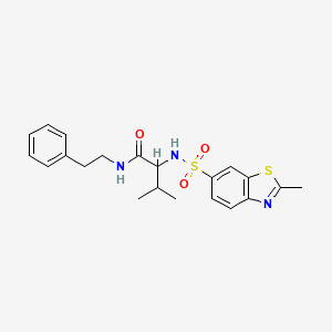 molecular formula C21H25N3O3S2 B11427182 3-Methyl-2-(2-methyl-1,3-benzothiazole-6-sulfonamido)-N-(2-phenylethyl)butanamide 