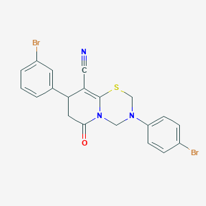 molecular formula C20H15Br2N3OS B11427197 8-(3-bromophenyl)-3-(4-bromophenyl)-6-oxo-3,4,7,8-tetrahydro-2H,6H-pyrido[2,1-b][1,3,5]thiadiazine-9-carbonitrile 