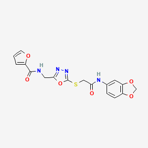 N-((5-((2-(benzo[d][1,3]dioxol-5-ylamino)-2-oxoethyl)thio)-1,3,4-oxadiazol-2-yl)methyl)furan-2-carboxamide