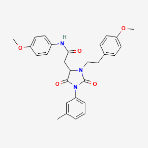 N-(4-methoxyphenyl)-2-{3-[2-(4-methoxyphenyl)ethyl]-1-(3-methylphenyl)-2,5-dioxoimidazolidin-4-yl}acetamide