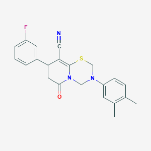 3-(3,4-dimethylphenyl)-8-(3-fluorophenyl)-6-oxo-3,4,7,8-tetrahydro-2H,6H-pyrido[2,1-b][1,3,5]thiadiazine-9-carbonitrile