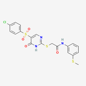 2-[[5-(4-chlorophenyl)sulfonyl-6-oxo-1H-pyrimidin-2-yl]sulfanyl]-N-(3-methylsulfanylphenyl)acetamide