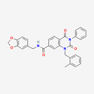 molecular formula C31H25N3O5 B11427266 N-(1,3-benzodioxol-5-ylmethyl)-1-(2-methylbenzyl)-2,4-dioxo-3-phenyl-1,2,3,4-tetrahydroquinazoline-7-carboxamide 