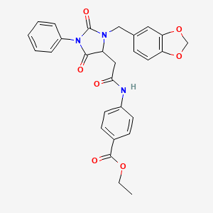 Ethyl 4-({[3-(1,3-benzodioxol-5-ylmethyl)-2,5-dioxo-1-phenylimidazolidin-4-yl]acetyl}amino)benzoate