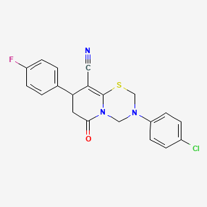 3-(4-chlorophenyl)-8-(4-fluorophenyl)-6-oxo-3,4,7,8-tetrahydro-2H,6H-pyrido[2,1-b][1,3,5]thiadiazine-9-carbonitrile