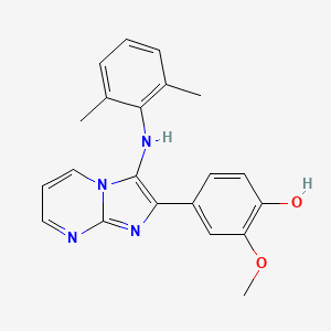 molecular formula C21H20N4O2 B11427327 4-{3-[(2,6-Dimethylphenyl)amino]imidazo[1,2-a]pyrimidin-2-yl}-2-methoxyphenol CAS No. 879609-88-8