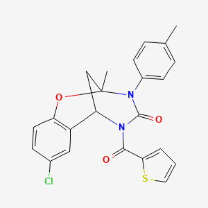 molecular formula C23H19ClN2O3S B11427331 8-chloro-2-methyl-3-(4-methylphenyl)-5-(2-thienylcarbonyl)-2,3,5,6-tetrahydro-4H-2,6-methano-1,3,5-benzoxadiazocin-4-one 