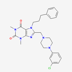 8-[[4-(3-Chlorophenyl)piperazin-1-yl]methyl]-1,3-dimethyl-7-(3-phenylpropyl)purine-2,6-dione