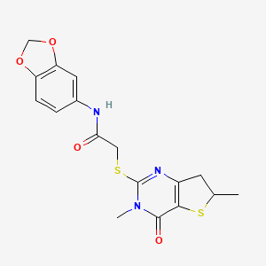 N-(2H-1,3-Benzodioxol-5-YL)-2-({3,6-dimethyl-4-oxo-3H,4H,6H,7H-thieno[3,2-D]pyrimidin-2-YL}sulfanyl)acetamide