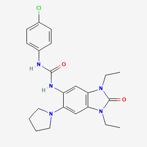 molecular formula C22H26ClN5O2 B11427413 1-(4-chlorophenyl)-3-[1,3-diethyl-2-oxo-6-(pyrrolidin-1-yl)-2,3-dihydro-1H-benzimidazol-5-yl]urea 