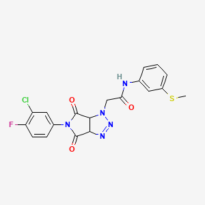 2-[5-(3-chloro-4-fluorophenyl)-4,6-dioxo-1H,3aH,4H,5H,6H,6aH-pyrrolo[3,4-d][1,2,3]triazol-1-yl]-N-[3-(methylsulfanyl)phenyl]acetamide