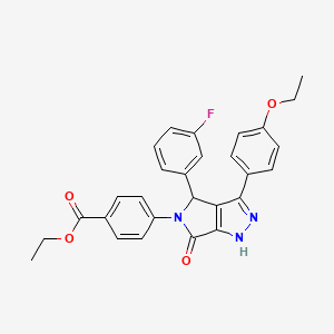 molecular formula C28H24FN3O4 B11427438 ethyl 4-[3-(4-ethoxyphenyl)-4-(3-fluorophenyl)-6-oxo-4,6-dihydropyrrolo[3,4-c]pyrazol-5(1H)-yl]benzoate 