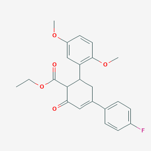 molecular formula C23H23FO5 B11427496 Ethyl 6-(2,5-dimethoxyphenyl)-4-(4-fluorophenyl)-2-oxocyclohex-3-ene-1-carboxylate 