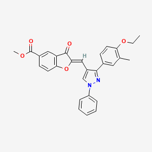 molecular formula C29H24N2O5 B11427526 methyl (2Z)-2-{[3-(4-ethoxy-3-methylphenyl)-1-phenyl-1H-pyrazol-4-yl]methylidene}-3-oxo-2,3-dihydro-1-benzofuran-5-carboxylate 