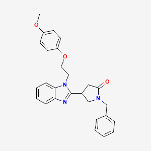 molecular formula C27H27N3O3 B11427546 1-benzyl-4-{1-[2-(4-methoxyphenoxy)ethyl]-1H-benzimidazol-2-yl}pyrrolidin-2-one 