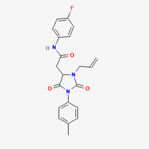 molecular formula C21H20FN3O3 B11427553 N-(4-fluorophenyl)-2-[1-(4-methylphenyl)-2,5-dioxo-3-(prop-2-en-1-yl)imidazolidin-4-yl]acetamide 