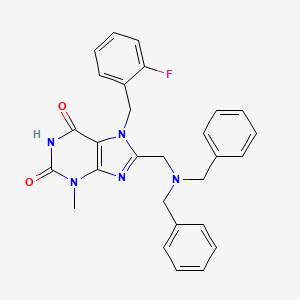 8-((dibenzylamino)methyl)-7-(2-fluorobenzyl)-3-methyl-1H-purine-2,6(3H,7H)-dione