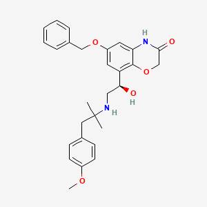 molecular formula C₂₈H₃₂N₂O₅ B1142760 (R)-6-(benzyloxy)-8-(1-hydroxy-2-((1-(4-methoxyphenyl)-2-methylpropan-2-yl)amino)ethyl)-2H-benzo[b][1,4]oxazin-3(4H)-one CAS No. 869478-13-7