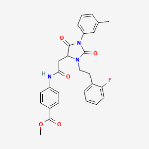 Methyl 4-[({3-[2-(2-fluorophenyl)ethyl]-1-(3-methylphenyl)-2,5-dioxoimidazolidin-4-yl}acetyl)amino]benzoate