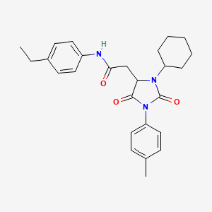 molecular formula C26H31N3O3 B11427696 2-[3-cyclohexyl-1-(4-methylphenyl)-2,5-dioxoimidazolidin-4-yl]-N-(4-ethylphenyl)acetamide 