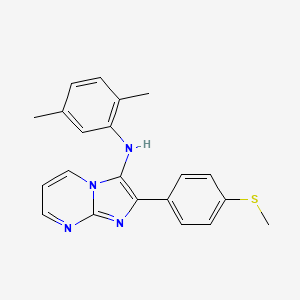 molecular formula C21H20N4S B11427763 N-(2,5-dimethylphenyl)-2-[4-(methylsulfanyl)phenyl]imidazo[1,2-a]pyrimidin-3-amine 