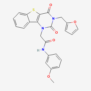 molecular formula C24H19N3O5S B11427801 2-[3-(2-furylmethyl)-2,4-dioxo-3,4-dihydro[1]benzothieno[3,2-d]pyrimidin-1(2H)-yl]-N-(3-methoxyphenyl)acetamide 