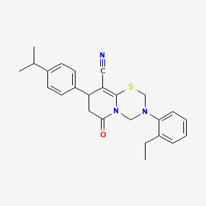 3-(2-ethylphenyl)-6-oxo-8-[4-(propan-2-yl)phenyl]-3,4,7,8-tetrahydro-2H,6H-pyrido[2,1-b][1,3,5]thiadiazine-9-carbonitrile