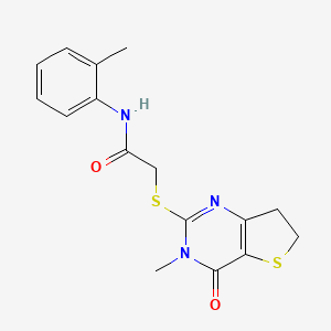 molecular formula C16H17N3O2S2 B11427823 2-((3-methyl-4-oxo-3,4,6,7-tetrahydrothieno[3,2-d]pyrimidin-2-yl)thio)-N-(o-tolyl)acetamide 