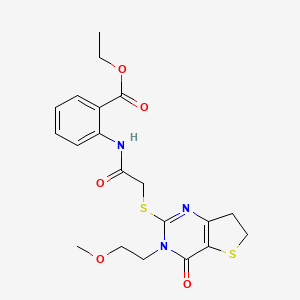 Ethyl 2-(2-((3-(2-methoxyethyl)-4-oxo-3,4,6,7-tetrahydrothieno[3,2-d]pyrimidin-2-yl)thio)acetamido)benzoate