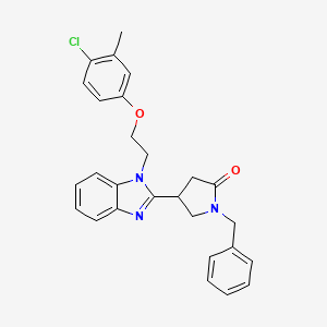 molecular formula C27H26ClN3O2 B11427838 1-benzyl-4-{1-[2-(4-chloro-3-methylphenoxy)ethyl]-1H-benzimidazol-2-yl}pyrrolidin-2-one 